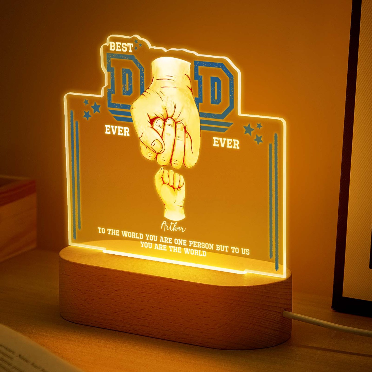 Fist Bump Nachtlicht Vatertagsgeschenke Personalisiertes Papa-geschenk Von Kindern Geschenk Für Papa Bester Papa Aller Zeiten - DePhotoBoxer