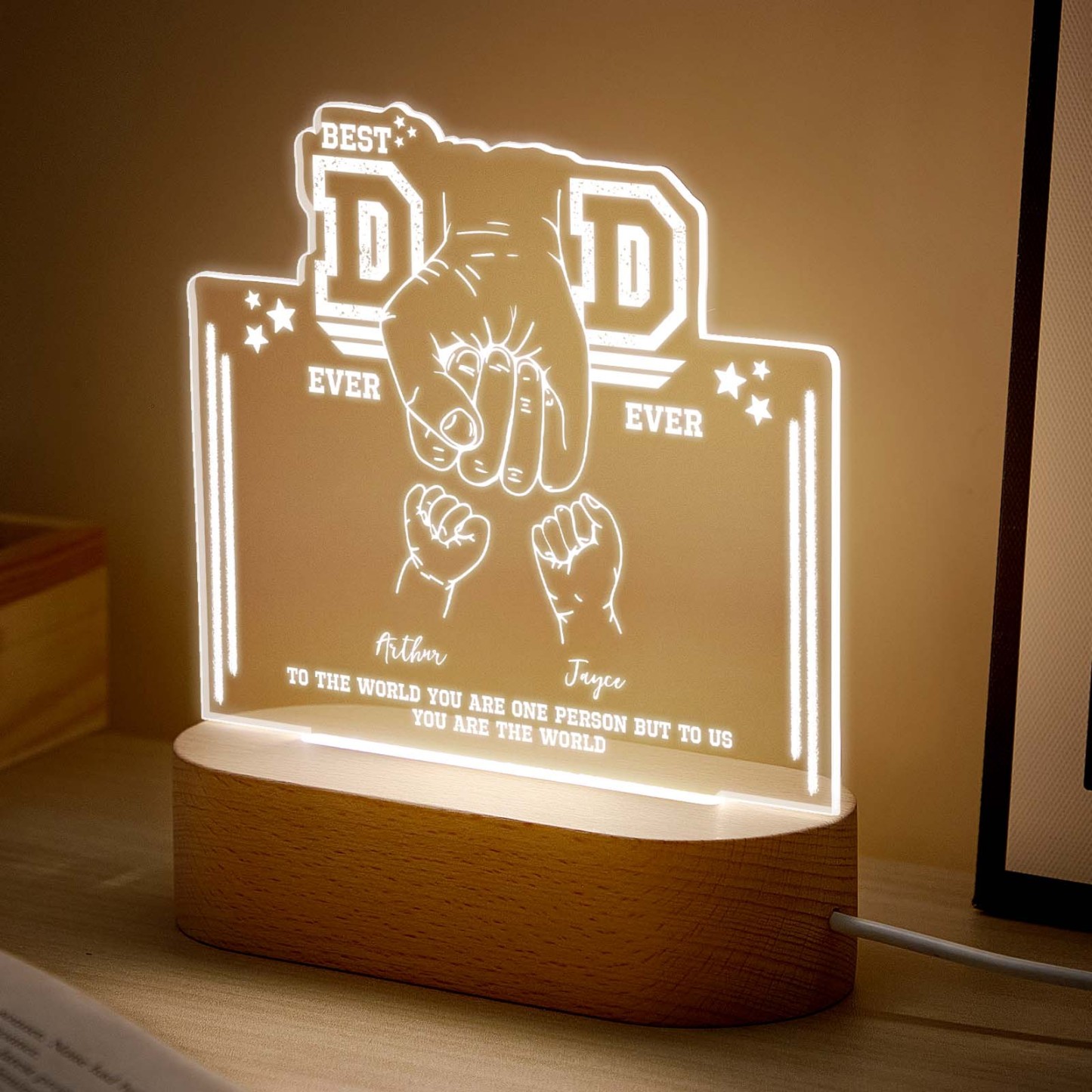 Fist Bump Nachtlicht Vatertagsgeschenke Personalisiertes Papa-geschenk Von Kindern Geschenk Für Papa Bester Papa Aller Zeiten - DePhotoBoxer
