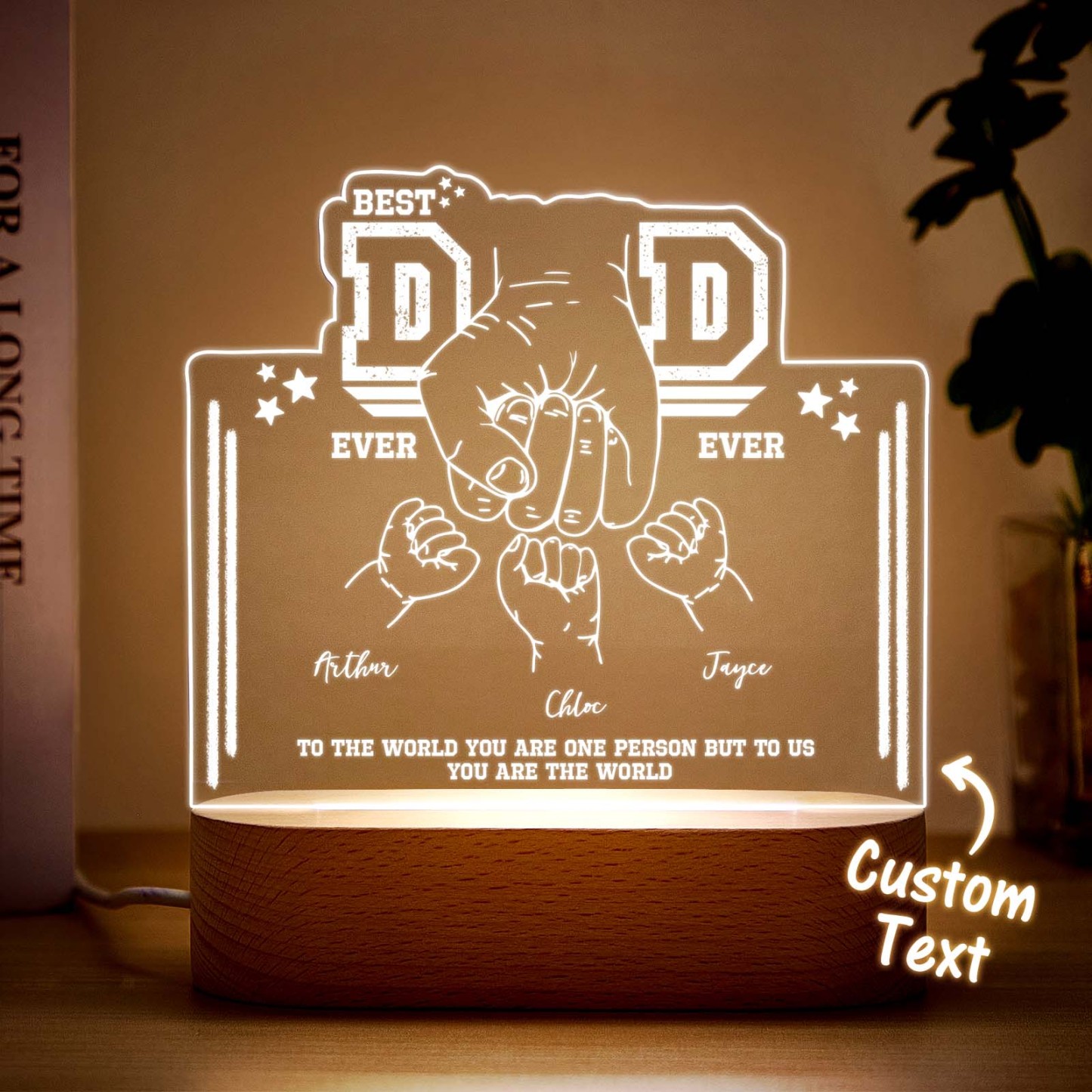 Fist Bump Nachtlicht Vatertagsgeschenke Personalisiertes Papa-geschenk Von Kindern Geschenk Für Papa Bester Papa Aller Zeiten - DePhotoBoxer