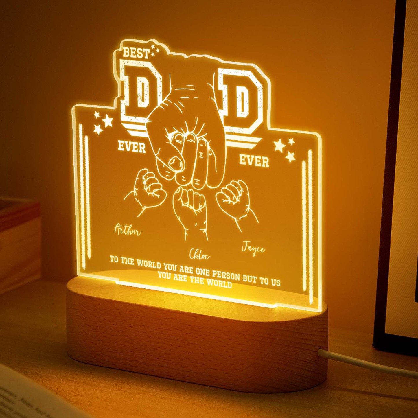 Fist Bump Nachtlicht Vatertagsgeschenke Personalisiertes Papa-geschenk Von Kindern Geschenk Für Papa Bester Papa Aller Zeiten - DePhotoBoxer
