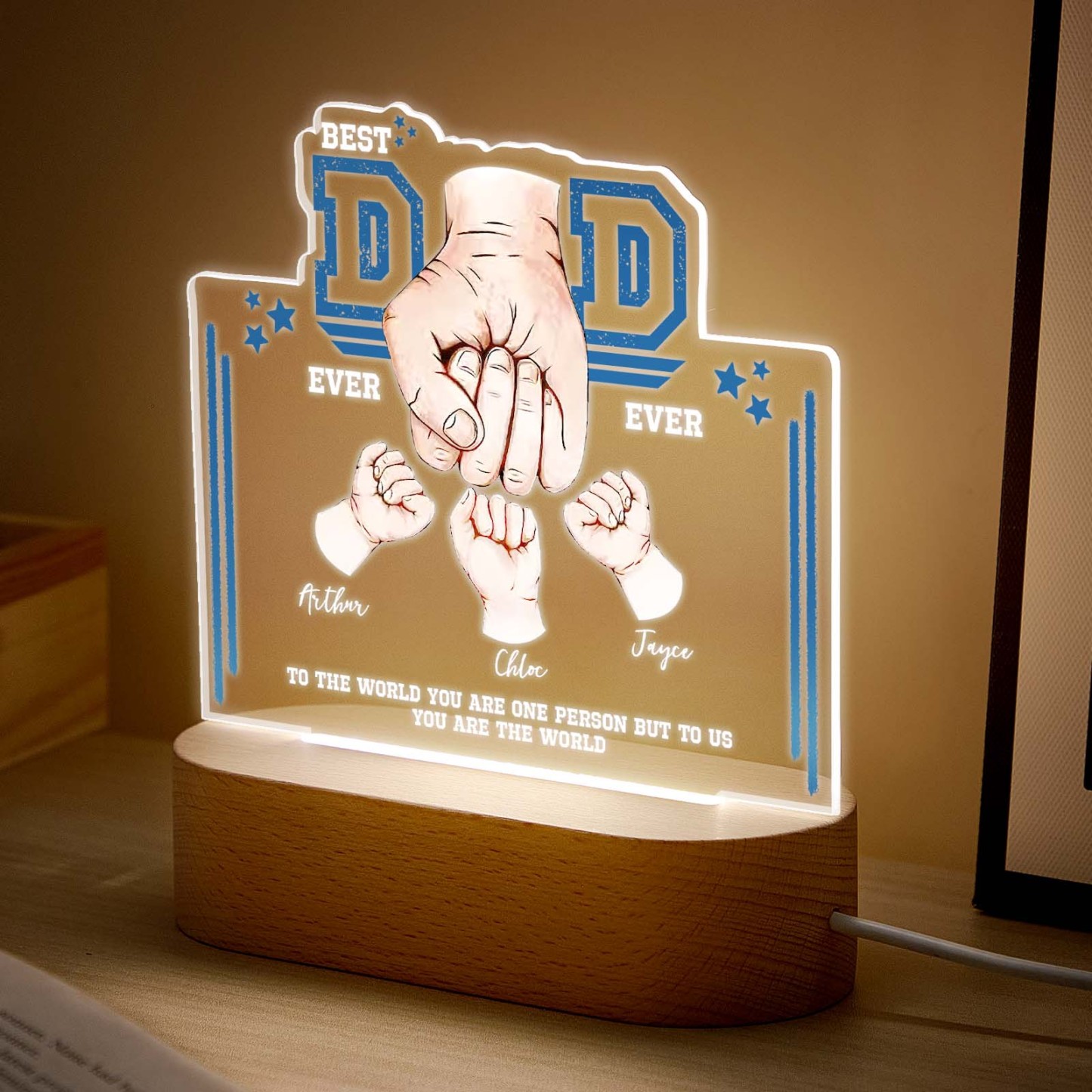 Fist Bump Nachtlicht Vatertagsgeschenke Personalisiertes Papa-geschenk Von Kindern Geschenk Für Papa Bester Papa Aller Zeiten - DePhotoBoxer