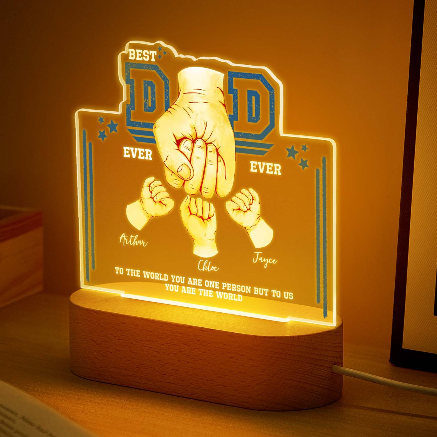Fist Bump Nachtlicht Vatertagsgeschenke Personalisiertes Papa-geschenk Von Kindern Geschenk Für Papa Bester Papa Aller Zeiten - DePhotoBoxer