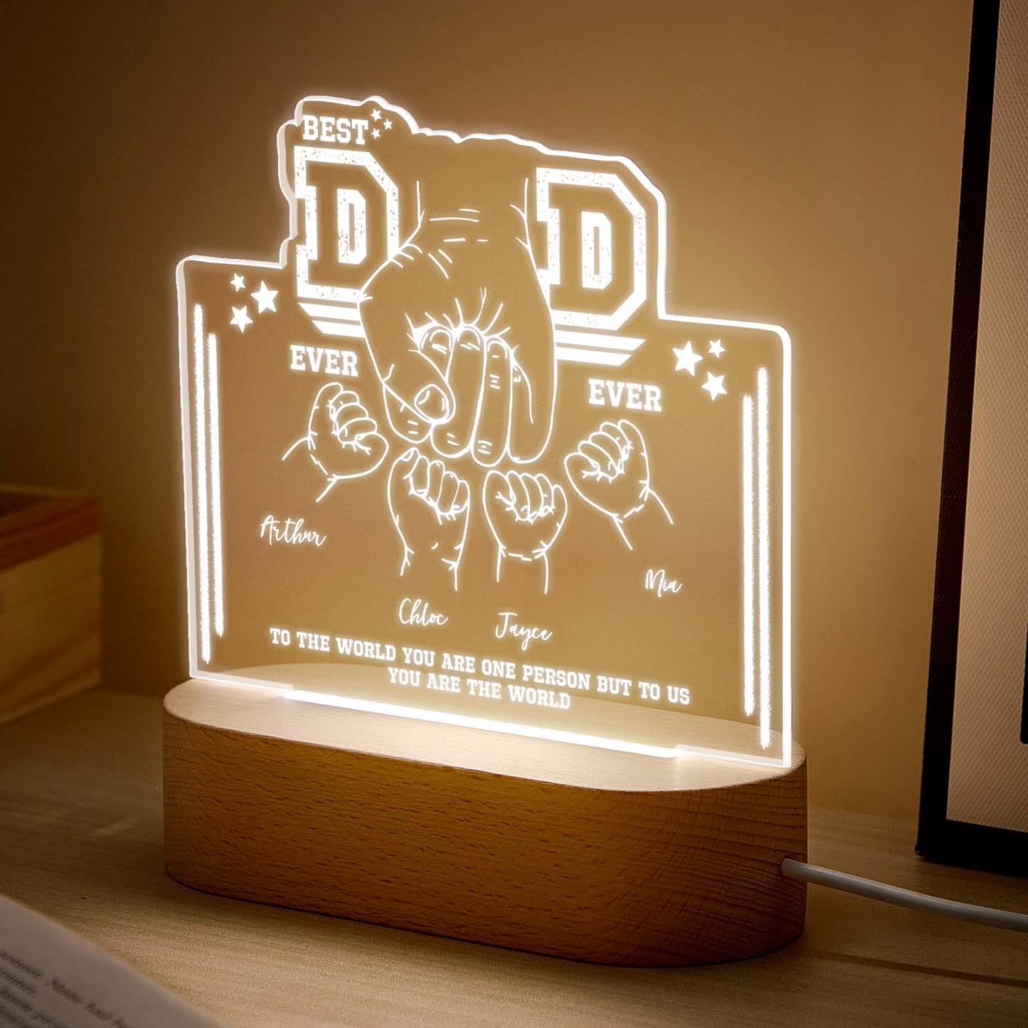 Fist Bump Nachtlicht Vatertagsgeschenke Personalisiertes Papa-geschenk Von Kindern Geschenk Für Papa Bester Papa Aller Zeiten - DePhotoBoxer