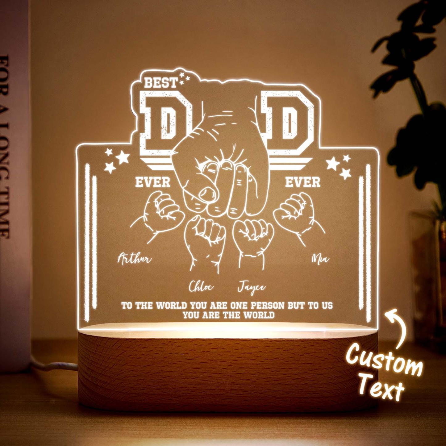 Fist Bump Nachtlicht Vatertagsgeschenke Personalisiertes Papa-geschenk Von Kindern Geschenk Für Papa Bester Papa Aller Zeiten - DePhotoBoxer
