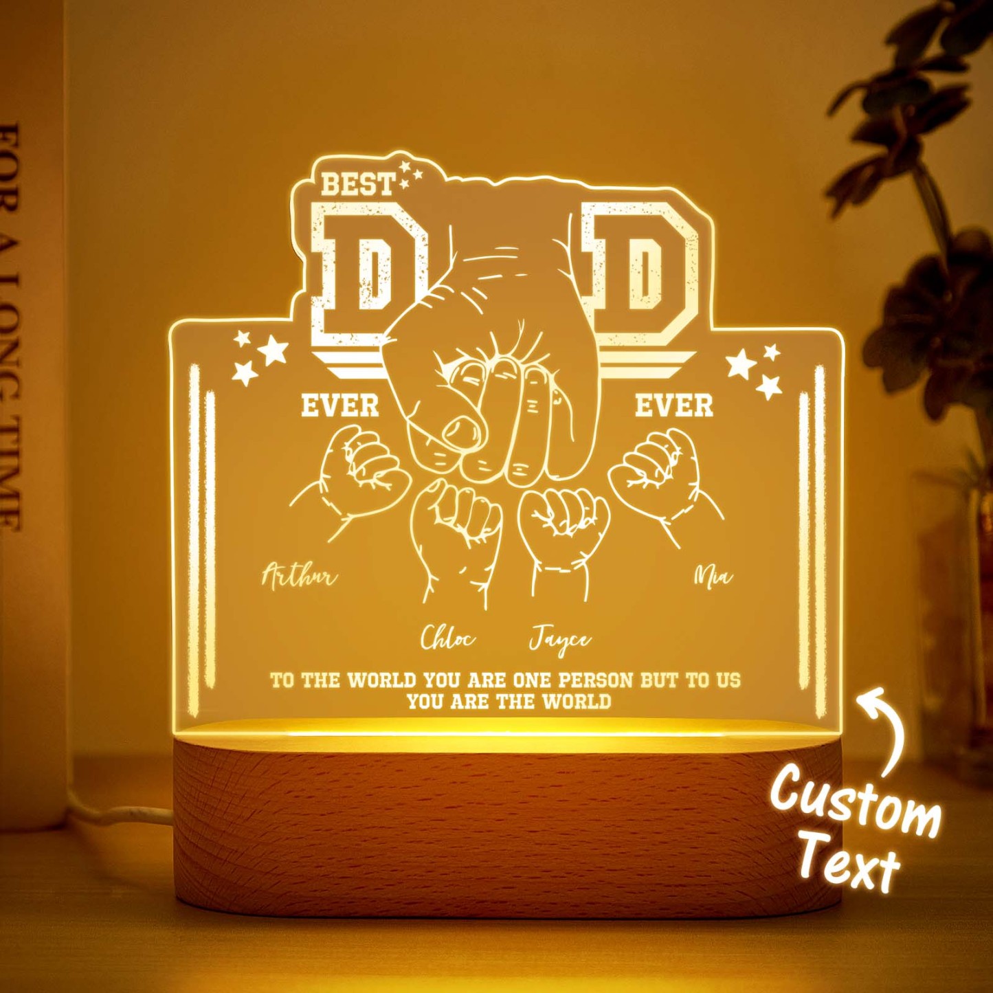 Fist Bump Nachtlicht Vatertagsgeschenke Personalisiertes Papa-geschenk Von Kindern Geschenk Für Papa Bester Papa Aller Zeiten - DePhotoBoxer