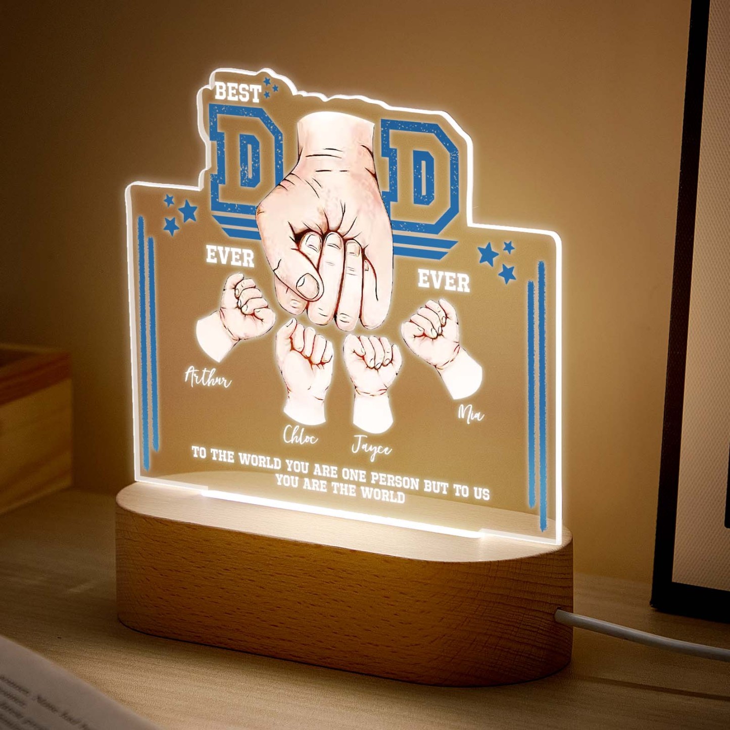 Fist Bump Nachtlicht Vatertagsgeschenke Personalisiertes Papa-geschenk Von Kindern Geschenk Für Papa Bester Papa Aller Zeiten - DePhotoBoxer