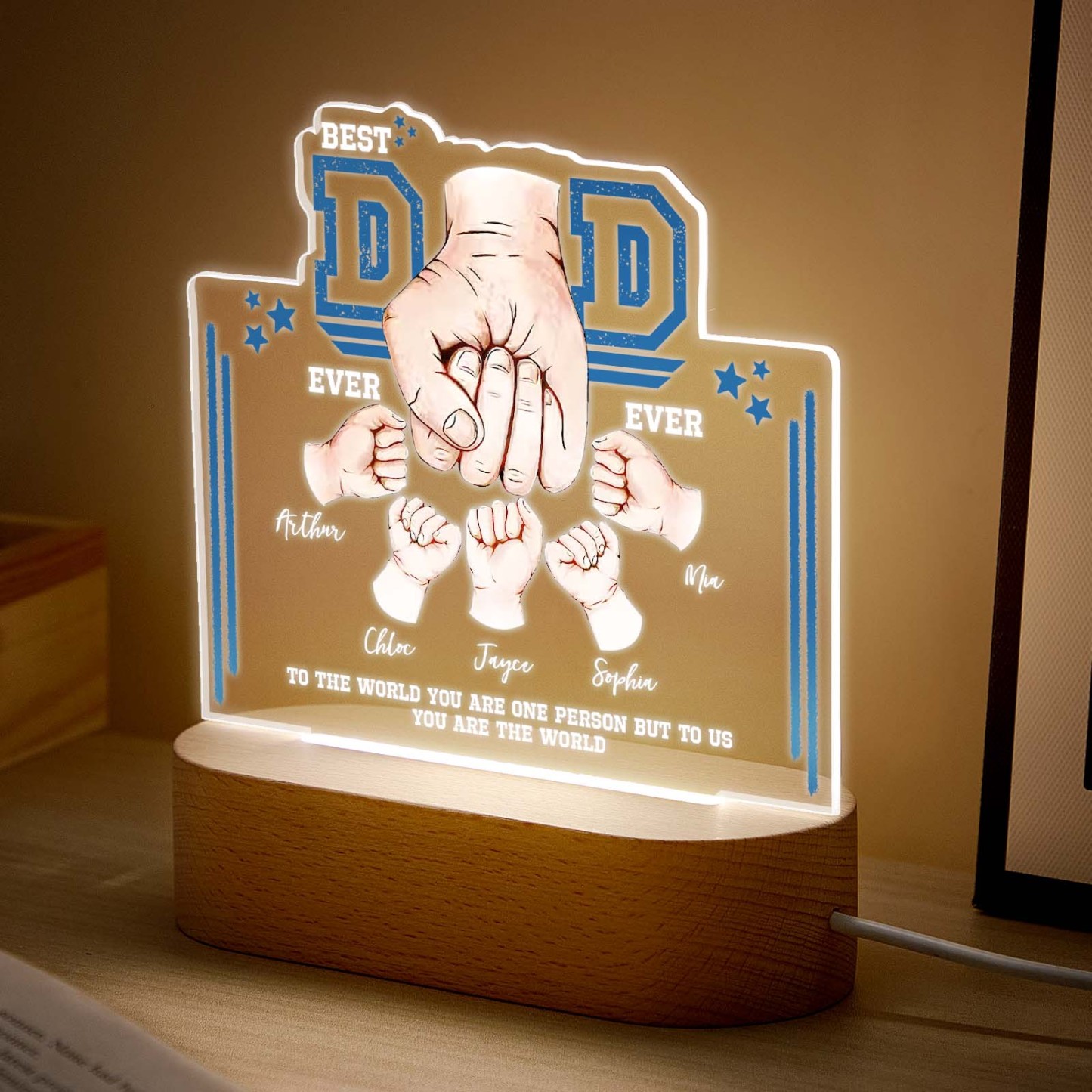 Fist Bump Nachtlicht Vatertagsgeschenke Personalisiertes Papa-geschenk Von Kindern Geschenk Für Papa Bester Papa Aller Zeiten - DePhotoBoxer