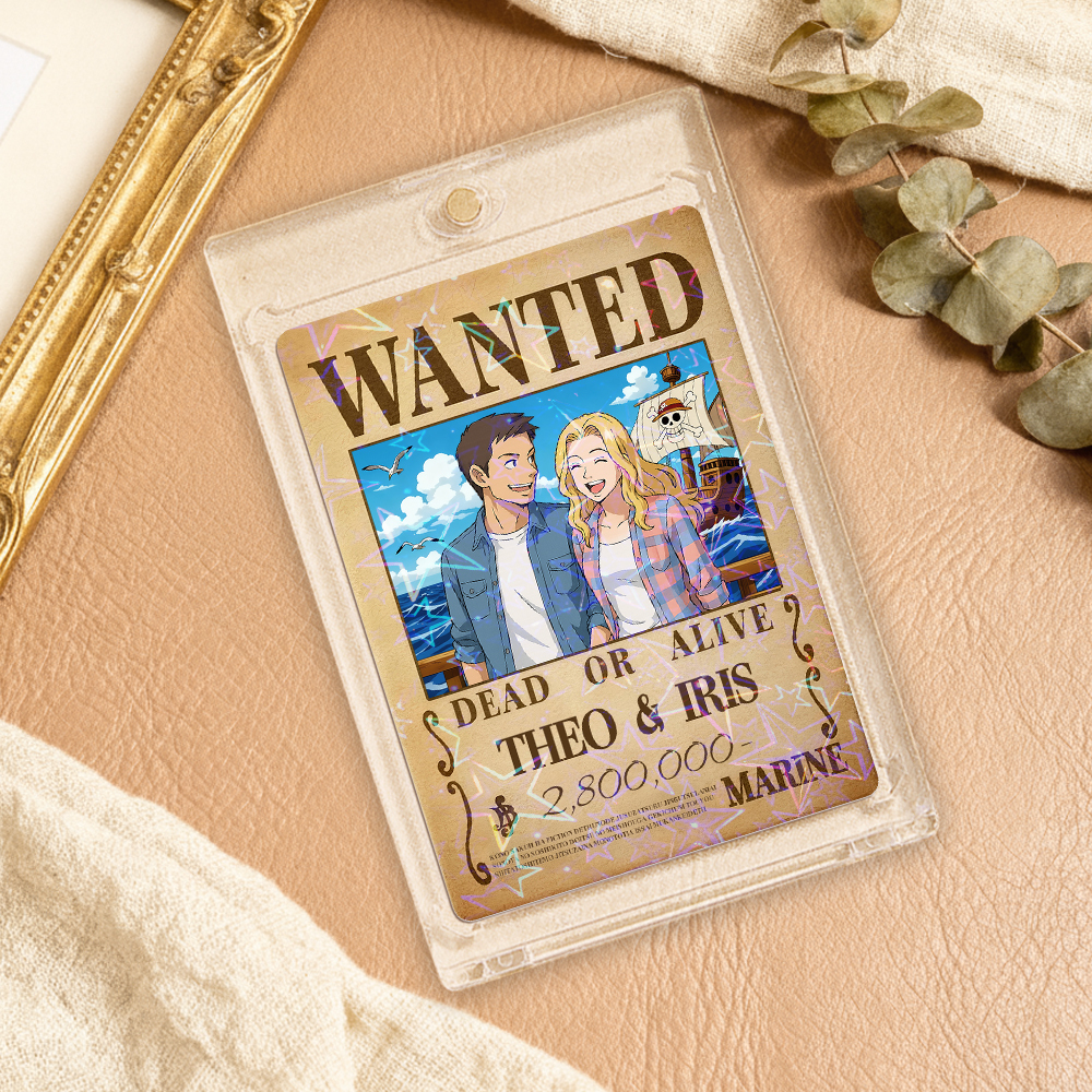 Individuell Gestaltete Anime-kopfgeldjagd-karte Für Paare, Personalisierte Wanted-kopfgeldkarte Mit Hologrammfolie, Einzigartiges Geschenk Für Paare Und Freunde - DePhotoBoxer