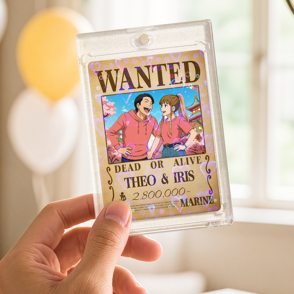 Individuell Gestaltete Anime-kopfgeldjagd-karte Für Paare, Personalisierte Wanted-kopfgeldkarte Mit Hologrammfolie, Einzigartiges Geschenk Für Paare Und Freunde - DePhotoBoxer