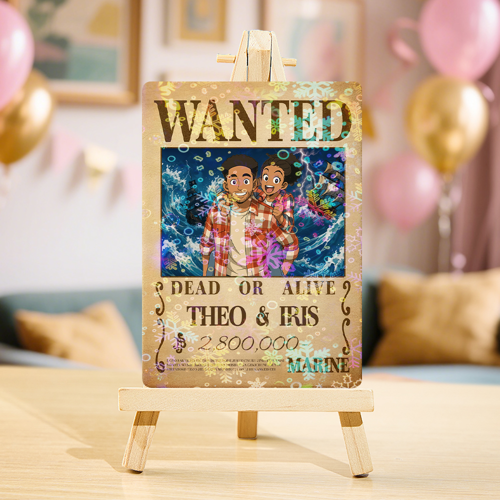 Individuell Gestaltete Anime-kopfgeldjagd-karte Für Paare, Personalisierte Wanted-kopfgeldkarte Mit Hologrammfolie, Einzigartiges Geschenk Für Paare Und Freunde - DePhotoBoxer