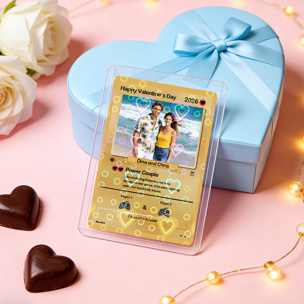 Personalisierte Valentinstagskarte Für Power-paare, Individuelle Jahrestagskarte Im Anime-stil Mit Pärchenfoto, Das Perfekte Valentinstagsgeschenk Für Verliebte - DePhotoBoxer