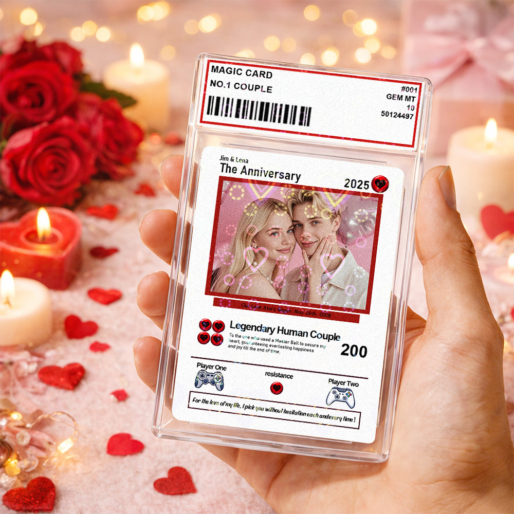 Personalisierte Valentinstagskarte Für Power-paare, Individuelle Jahrestagskarte Im Anime-stil Mit Pärchenfoto, Das Perfekte Valentinstagsgeschenk Für Verliebte - DePhotoBoxer