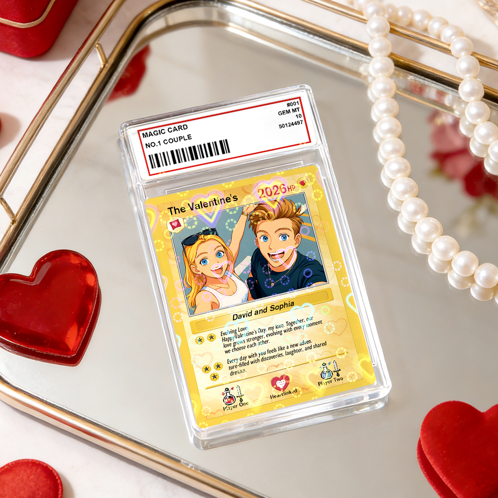 Personalisierte Valentinstagskarte Für Power-paare, Individuelle Jahrestagskarte Im Anime-stil Mit Pärchenfoto, Das Perfekte Valentinstagsgeschenk Für Verliebte - DePhotoBoxer