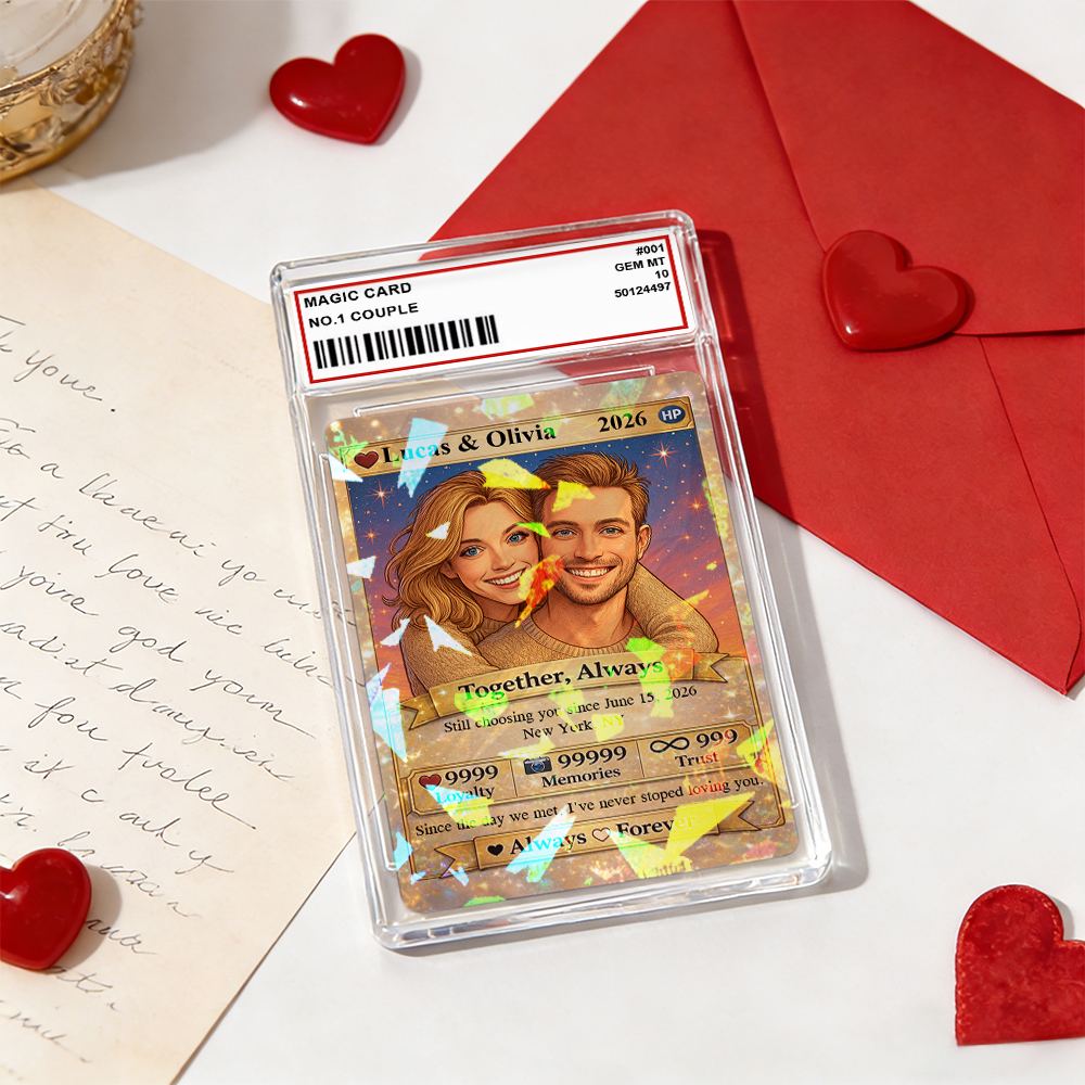 Personalisierte Valentinstagskarte Für Power-paare, Individuelle Jahrestagskarte Im Anime-stil Mit Pärchenfoto, Das Perfekte Valentinstagsgeschenk Für Verliebte - DePhotoBoxer