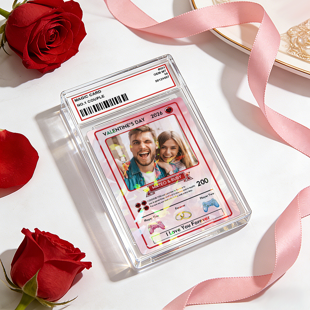 Personalisierte Valentinstagskarte Für Power-paare, Individuelle Jahrestagskarte Im Anime-stil Mit Pärchenfoto, Das Perfekte Valentinstagsgeschenk Für Verliebte - DePhotoBoxer