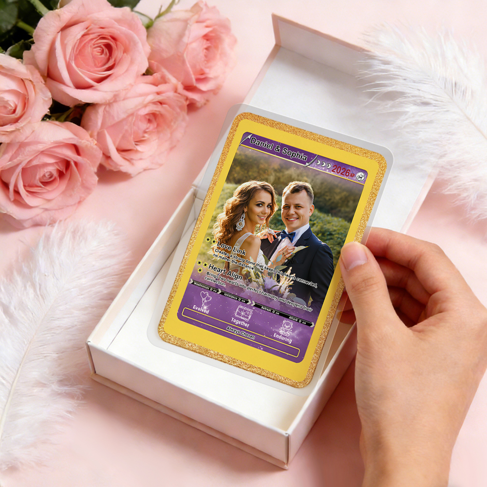 Personalisierte Valentinstagskarte Für Power-paare, Individuelle Jahrestagskarte Im Anime-stil Mit Pärchenfoto, Das Perfekte Valentinstagsgeschenk Für Verliebte - DePhotoBoxer