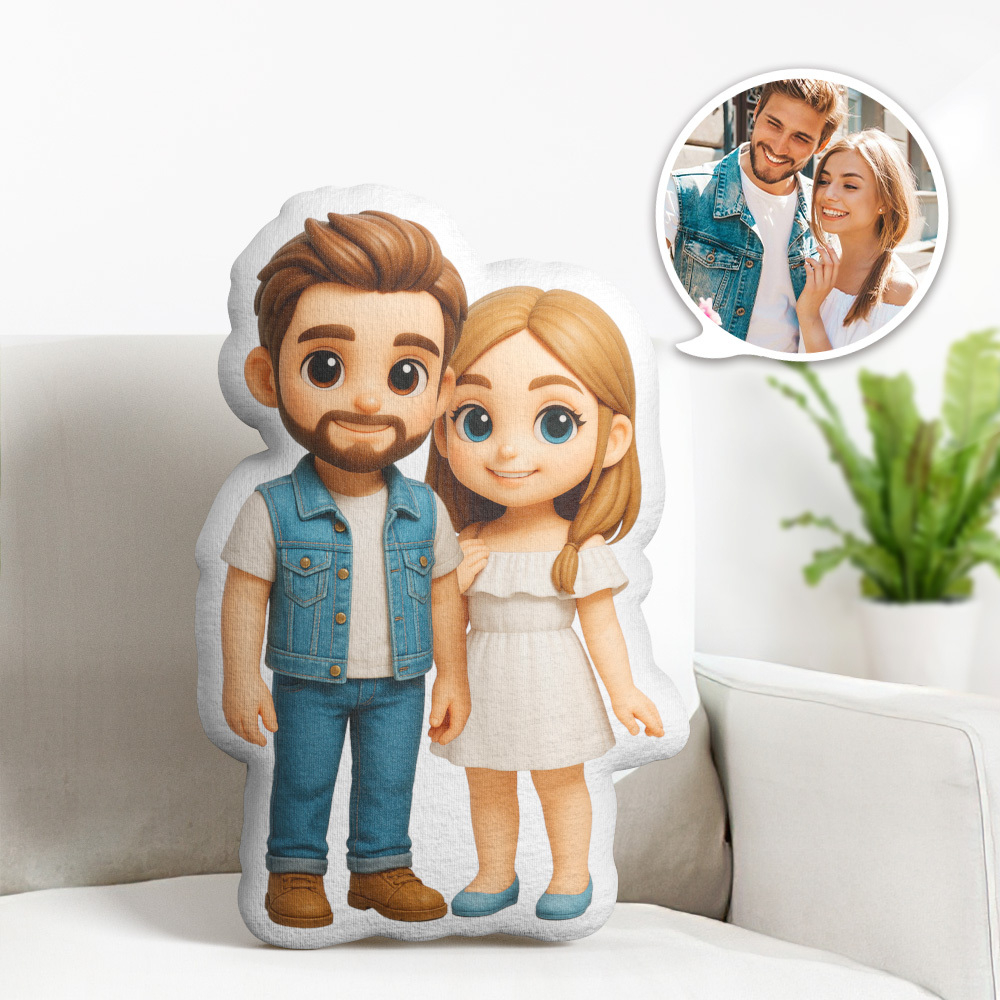 Personalisiertes Süßes Wurfkissen, Personalisiertes Cartoon-kissen, Personalisiertes Gesichtsbild, Minime-wurfpuppe - DePhotoBoxer