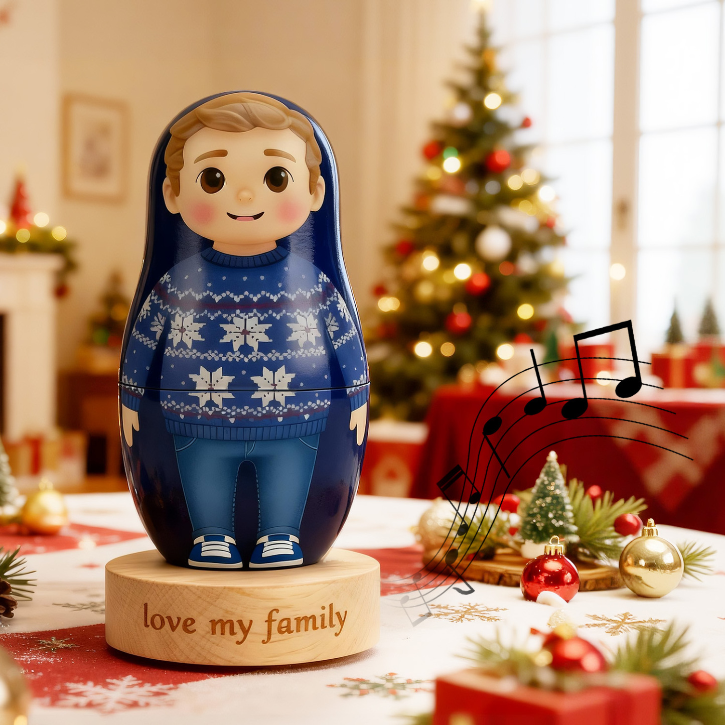 Personalisiertes Porträt Im Matrjoschka-stil, Individuelles Familienporträt Im Cartoon-stil, Geschenk Zum Jahrestag - DePhotoBoxer