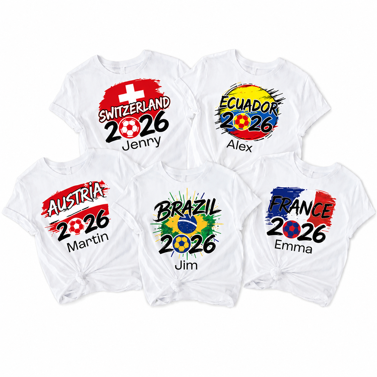 T-Shirt zur Internationalen Fußballmeisterschaft 2026 mit Nationalflagge, Personalisiertes Nationalmannschafts-T-Shirt, Spieltags-Shirt, Global Fans Collection
