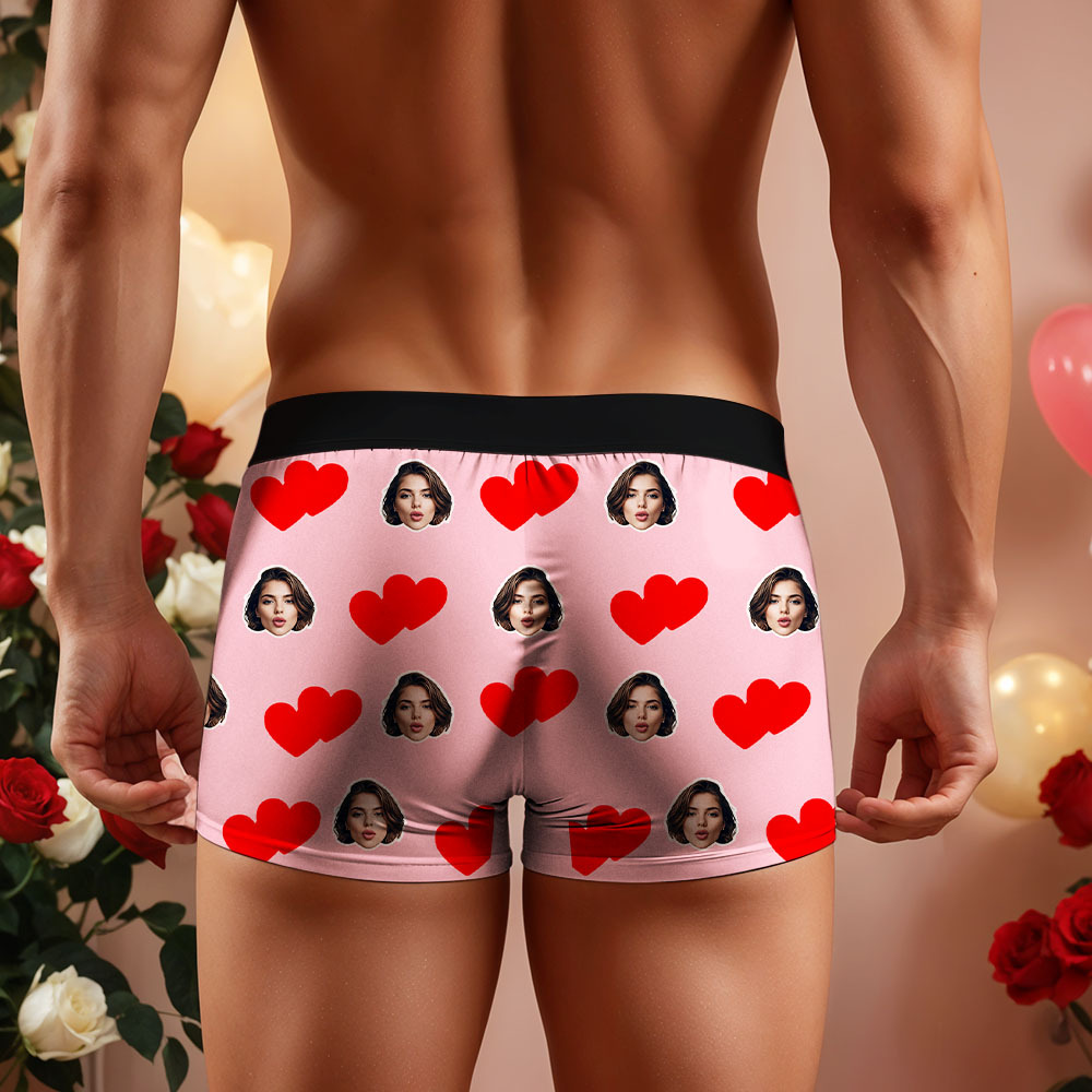 Benutzerdefinierte Gesichts-boxershorts Für Herren. Dies Gehört Zum Namen. Gesichts-boxershorts. Personalisierte Rosa Gesichts-boxershorts. Valentinstag-unterwäsche-geschenk - DePhotoBoxer