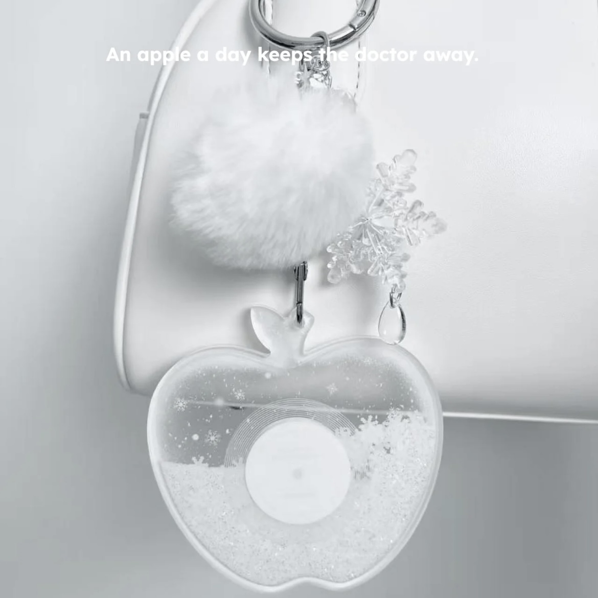 Flüssiger Schlüsselanhänger Mit Apfel-schneeflocke Für Paare | Nfc-schlüsselanhänger Mit Schallplatte | Romantisches Liebesgeschenk