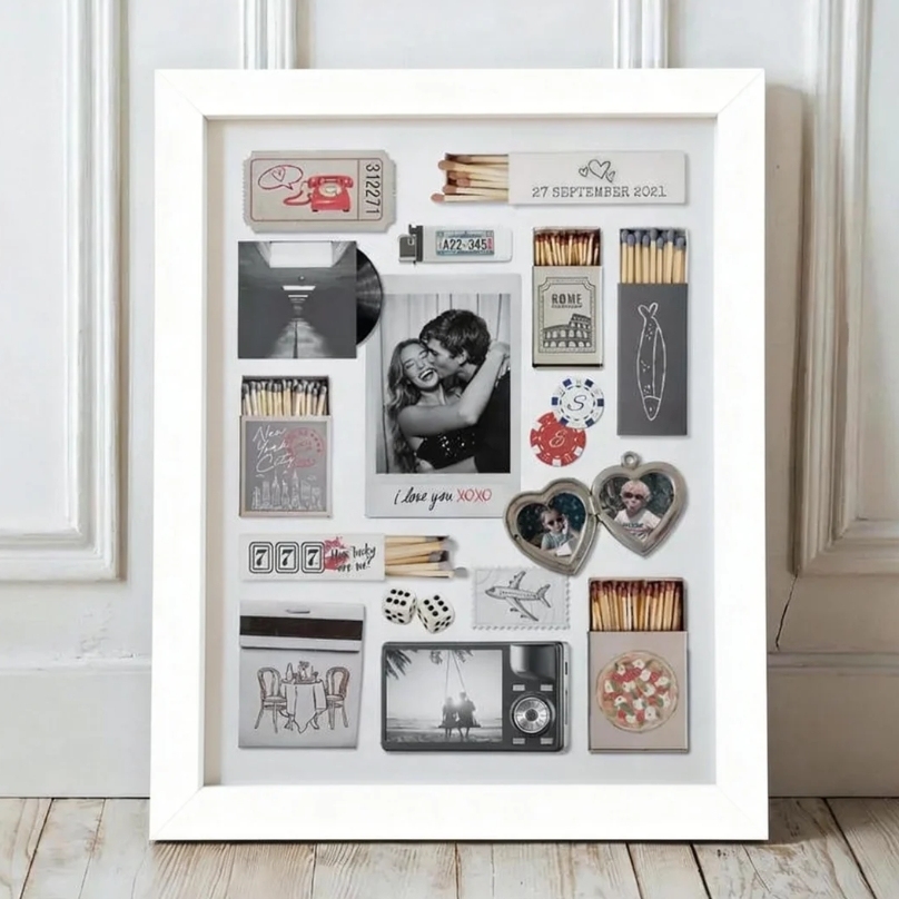 Individuell Gestalteter Holzrahmen Mit Foto Und Ihrem Text – Streichholzschachtel-poster, Wandbild, Geschenk Zum Jahrestag - DePhotoBoxer