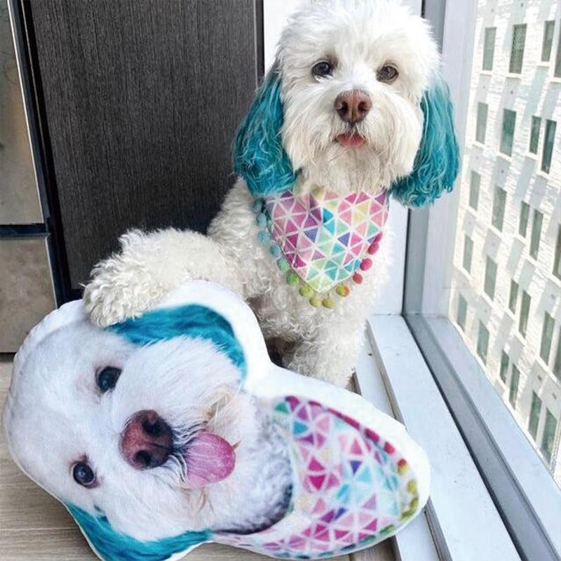 Benutzerdefiniertes Hundefotokissen Personalisiertes Haustier 3D Portrait Dekokissen