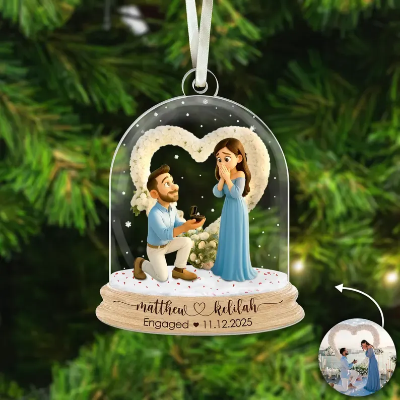 Personalisiertes Erstes Weihnachtsornament Zur Verlobung, Acrylfoto-andenken, Bestes Weihnachtsgeschenk Für Paare - DePhotoBoxer