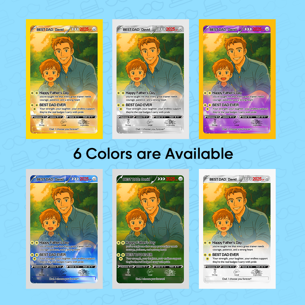 Personalisierte Pokemon Karte Cartoon Foto Vatertagskarte Benutzerdefinierter Text Und Foto Poke Karte Geschenk Für Papa Poke Geschenk - DePhotoBoxer