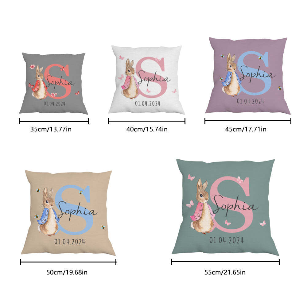 Personalisierter Peter Rabbit Kissenbezug Mit Namen, Wurfkissen, Babyparty, Geburtstagsgeschenk Für Kinder - DePhotoBoxer