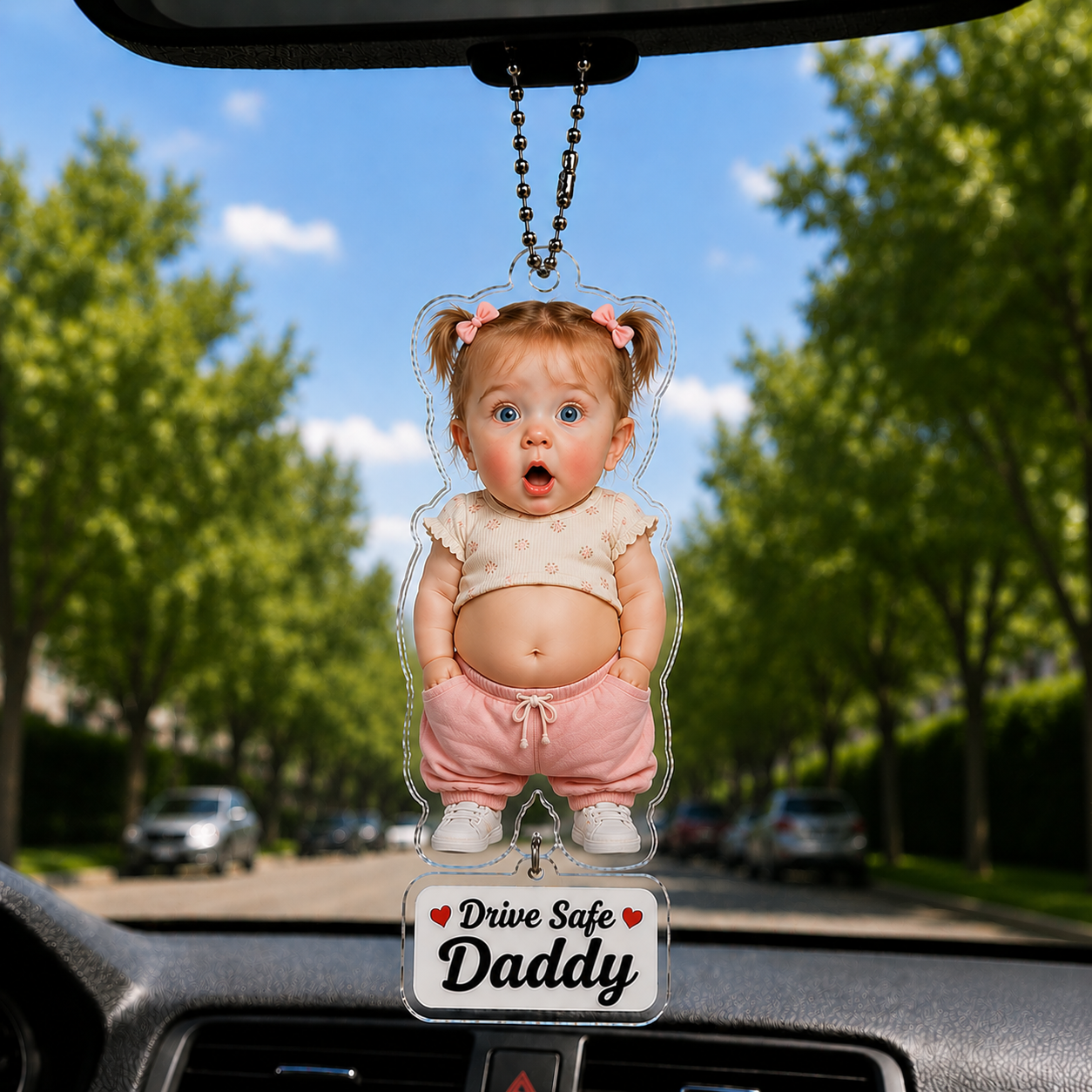 Individuelles Auto-Hängeornament im Squeeze-Stil nach Foto, personalisiertes, fahrsicheres Papa-Geschenk zum Vatertag