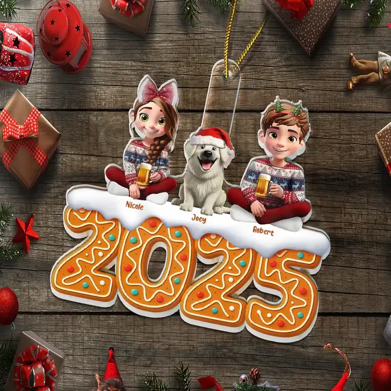 Weihnachts-lebkuchenfamilie, Personalisiertes Acrylornament, Weihnachtsgeschenk Für Die Familie - DePhotoBoxer