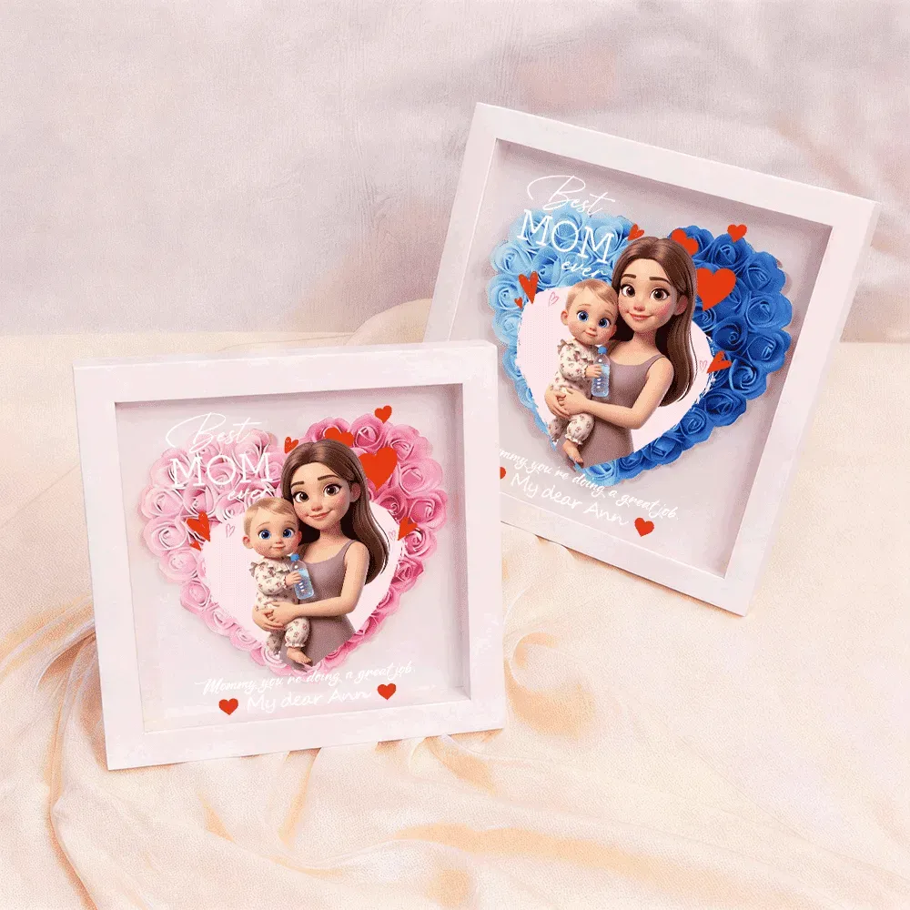 Personalisierte Blumen-schattenbox Mit Beleuchtung, Individuellem Foto Und Namen – Geschenk Für Mama, Geschenk Zum Muttertag - DePhotoBoxer