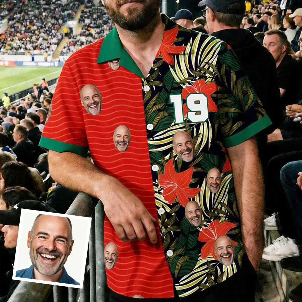 Individuell Gestaltetes Retro-fußballtrikot, Aloha-hawaiihemd, Spieltags-hawaiihemd, Geschenk Für Fußballfans, Vatertagsgeschenk