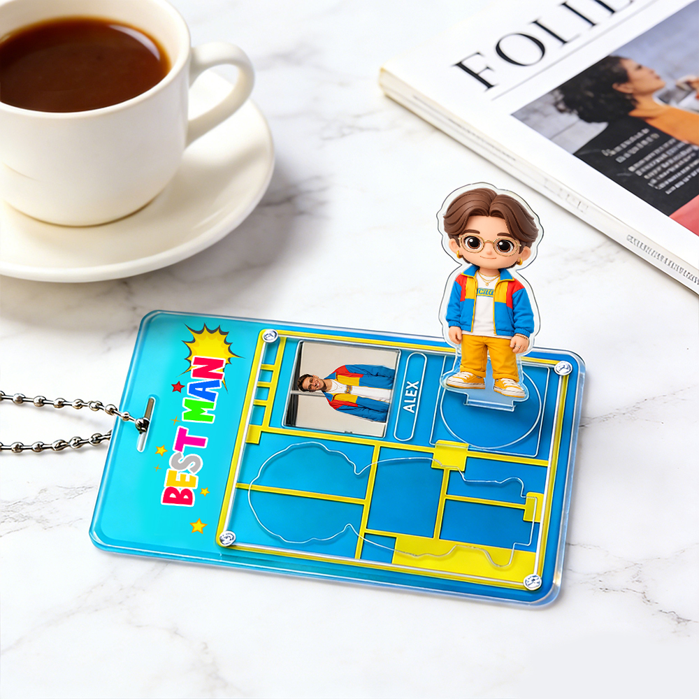 Personalisierter Schlüsselanhänger Mit Pärchenfoto, Mini-aufsteller, Individueller Cartoonfigur Und Namensschild – Das Perfekte Valentinstagsgeschenk Für Paare