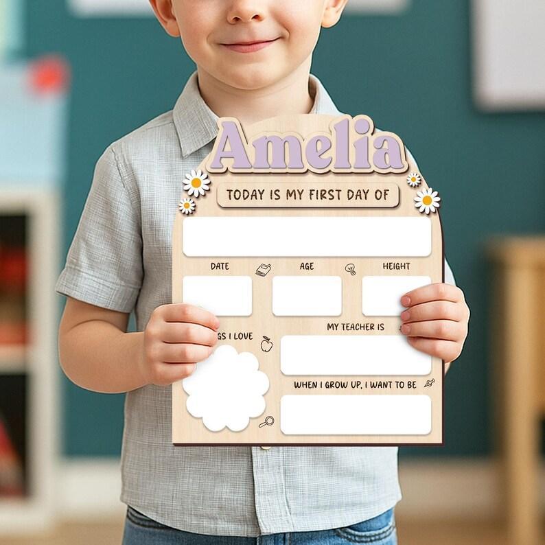 Personalisiertes Schulschild aus Holz für den ersten und letzten Schultag, Schulanfangsschild