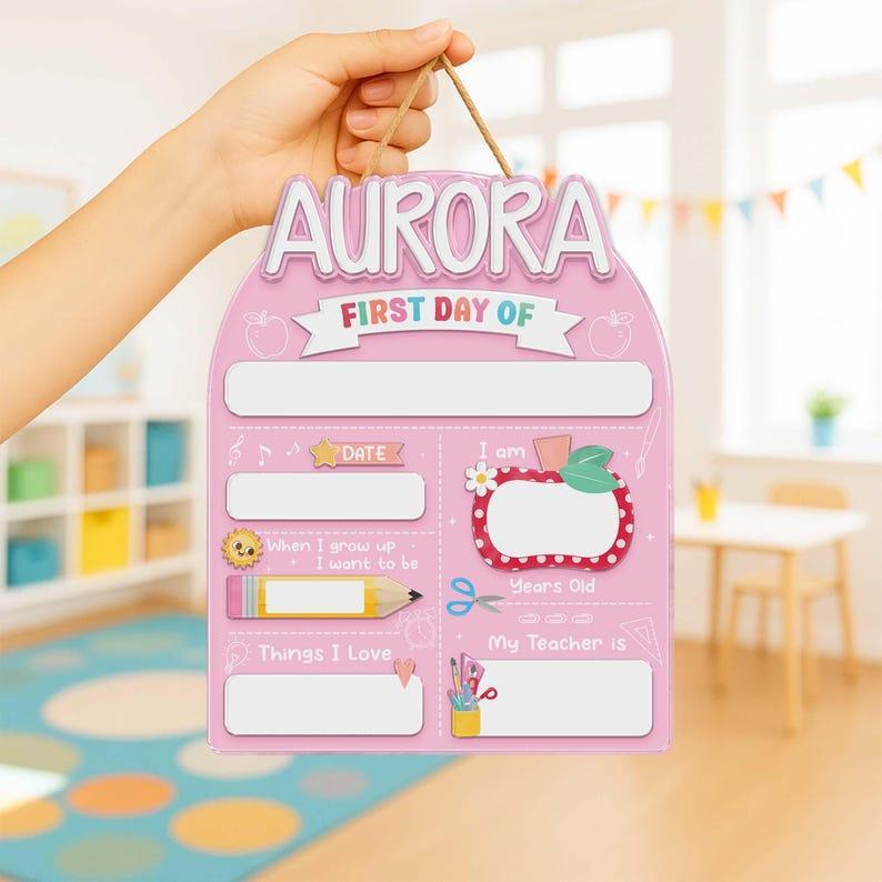 Personalisiertes Schultafelschild Für Kinder, Schild „zurück Zur Schule“, Schild „erster Und Letzter Schultag“