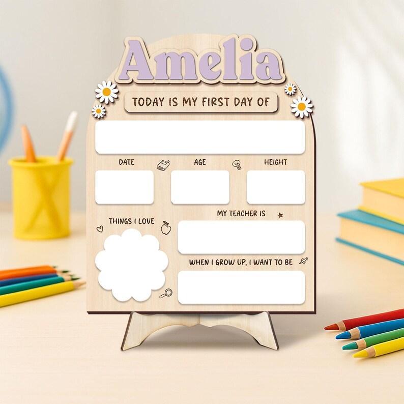 Personalisiertes Schulschild aus Holz für den ersten und letzten Schultag, Schulanfangsschild