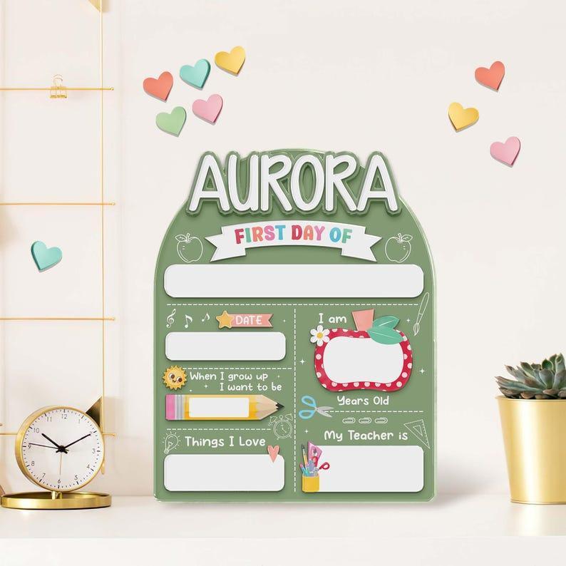 Personalisiertes Schultafelschild Für Kinder, Schild „zurück Zur Schule“, Schild „erster Und Letzter Schultag“