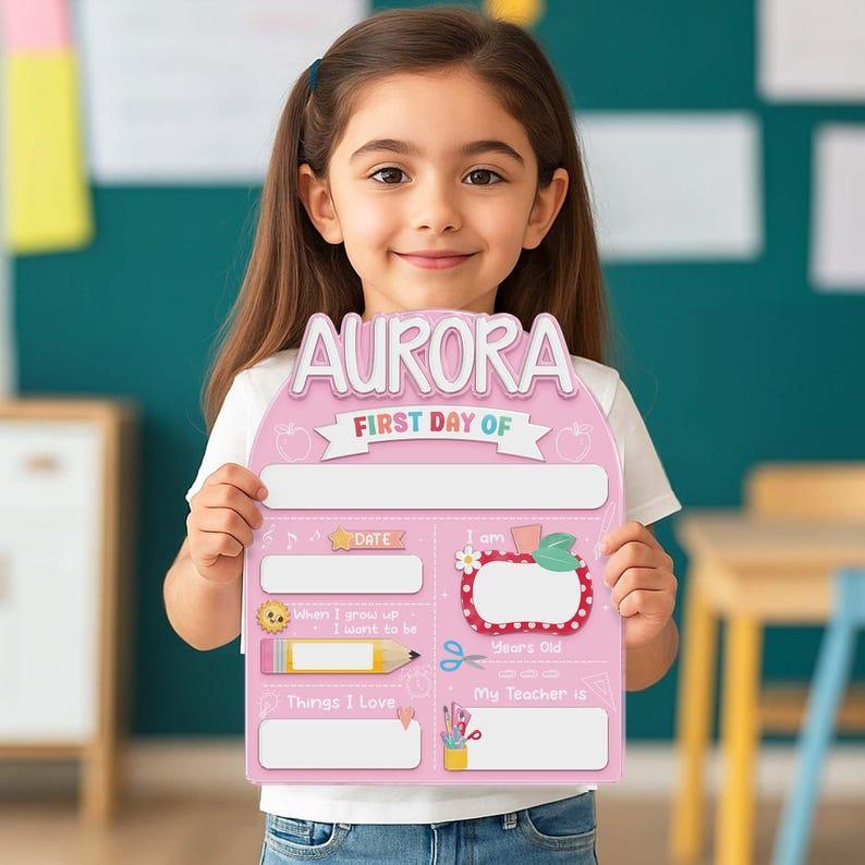 Personalisiertes Schultafelschild Für Kinder, Schild „zurück Zur Schule“, Schild „erster Und Letzter Schultag“