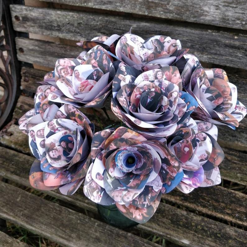 Personalisierte Fotorosen Einzelne Rose zum Geburtstag, Jahrestag, Hochzeitsgeschenk