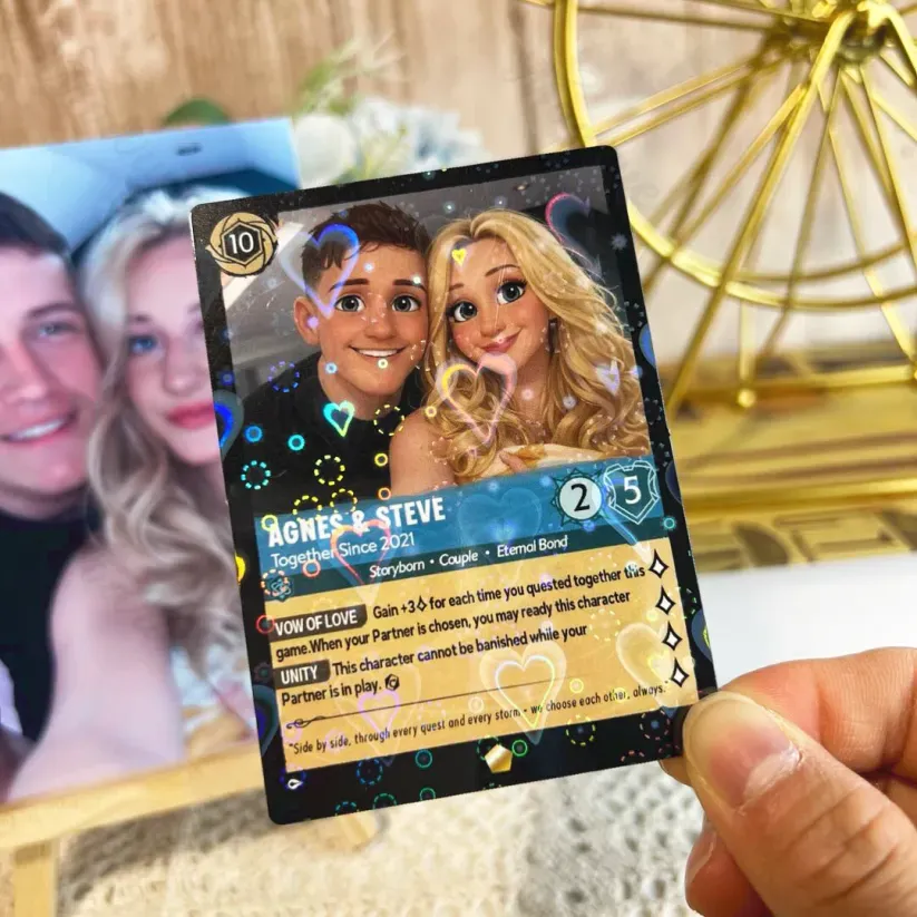 Personalisierte Cartoon-porträtkarte Für Paare, Personalisierte Jahrestagskarte Mit Paarfoto Im Anime-stil, Perfektes Valentinstagsgeschenk Für Verliebte - DePhotoBoxer