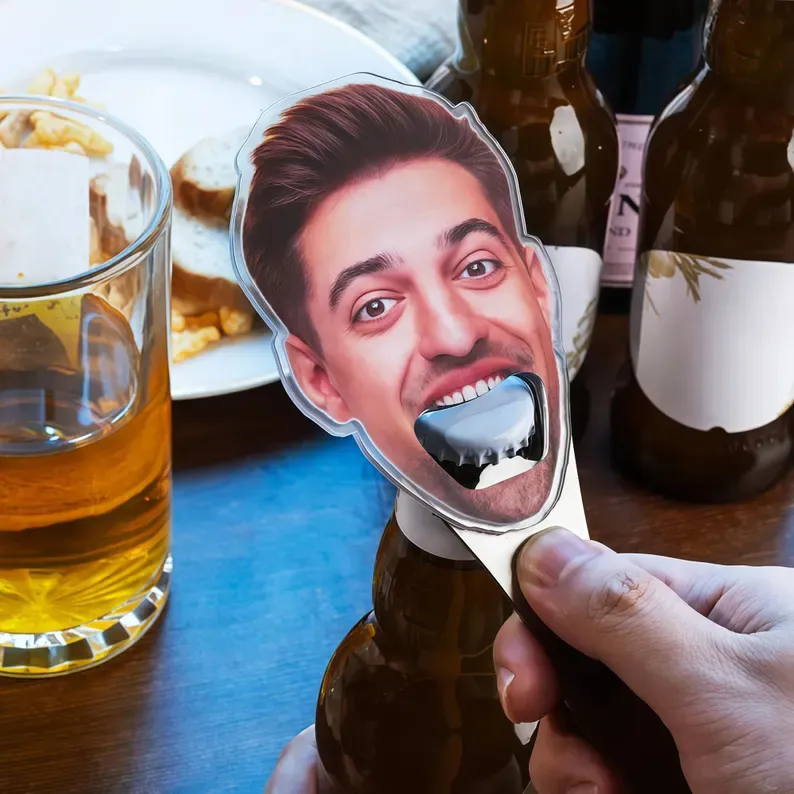 Personalisierter Lustiger Flaschenöffner Mit Avatar-gesichtsfoto Und Magnet, Kühlschrankdekor, Bar, Party, Weinzubehör, Geburtstagsgeschenk Für Einen Freund, Einen Trinkbegeisterten