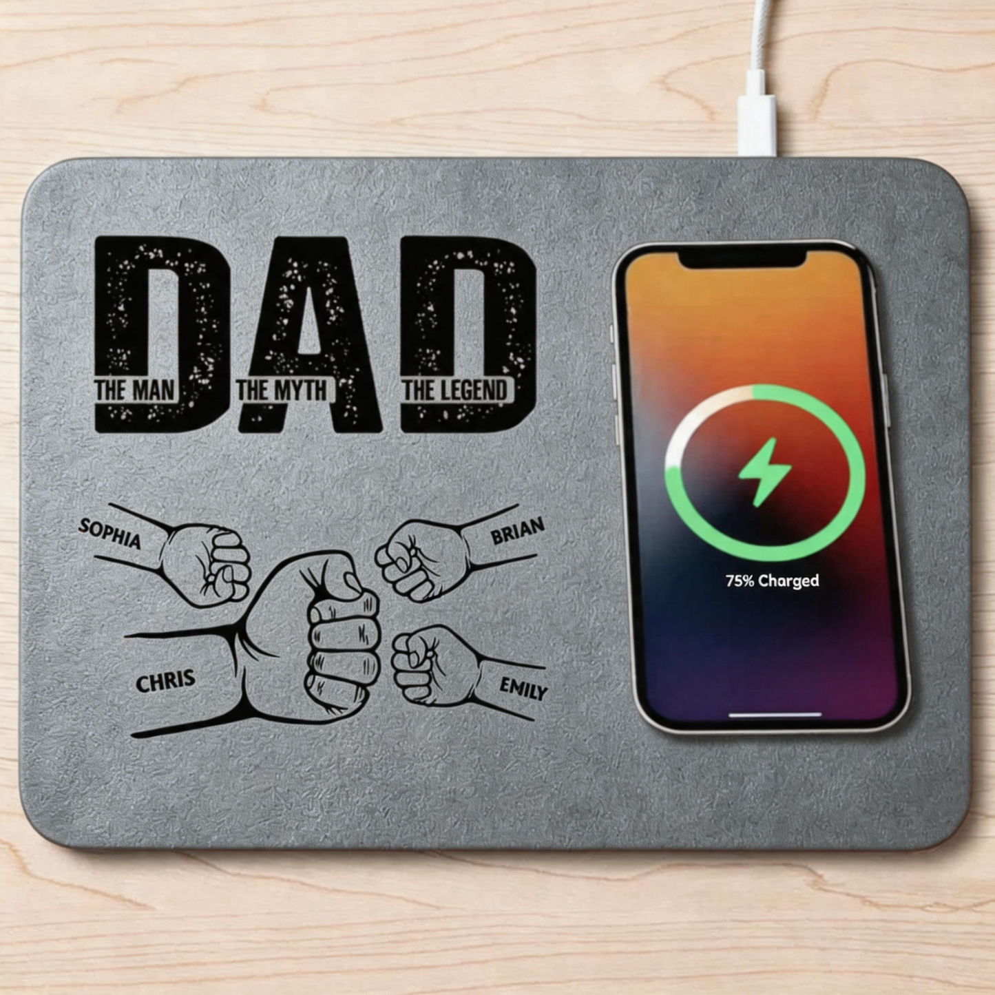 Personalisiertes Ladepad Für Papa, Skizze, Strichzeichnungen, Individuelles Foto, Vatertagsgeschenk Für Papa - DePhotoBoxer
