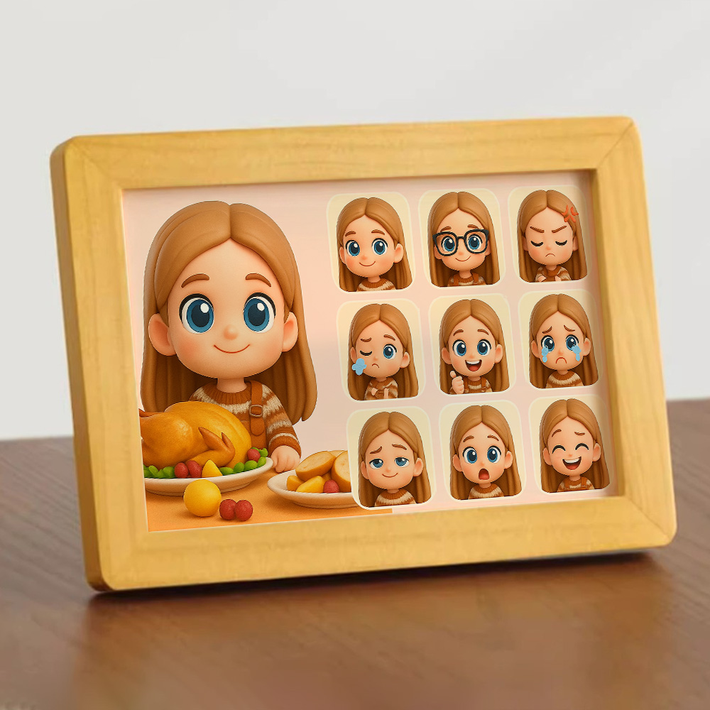 Angepasster Q-version-cartoon-bild- Und Emoticon-fotorahmen 9 Verschiedene Emoticon-pakete Angepasster Fotorahmen