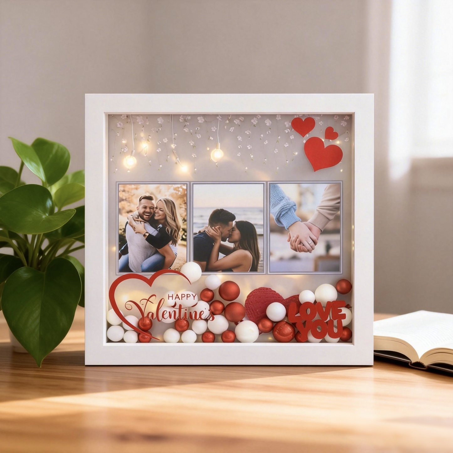Personalisierter Valentinstags-schattenbox-bilderrahmen, Individuelle Foto-erinnerungspräsentation, Romantisches Geschenk Für Paare, Jahrestags- Und Valentinstagsgeschenk