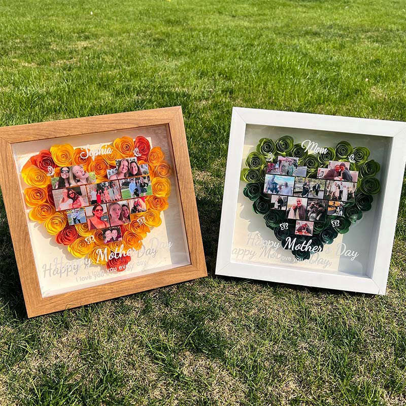 Personalisierte Muttertagsfoto-blumen-schattenbox - DePhotoBoxer
