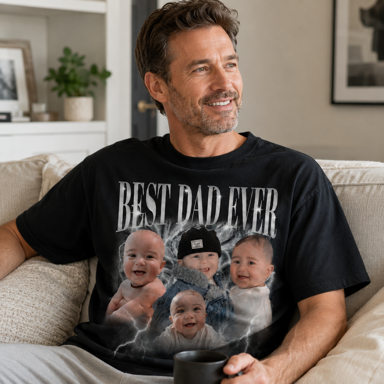 Personalisiertes „Best Dad Ever"-Foto-T-Shirt, individuelles Baby-Foto-Collage-T-Shirt für Papa, einzigartiges Vatertagsgeschenk
