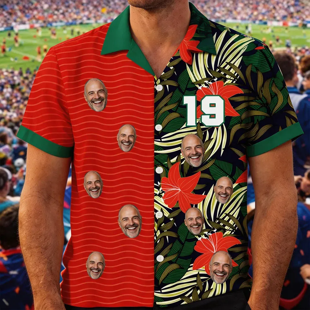 Individuell Gestaltetes Retro-fußballtrikot, Aloha-hawaiihemd, Spieltags-hawaiihemd, Geschenk Für Fußballfans, Vatertagsgeschenk
