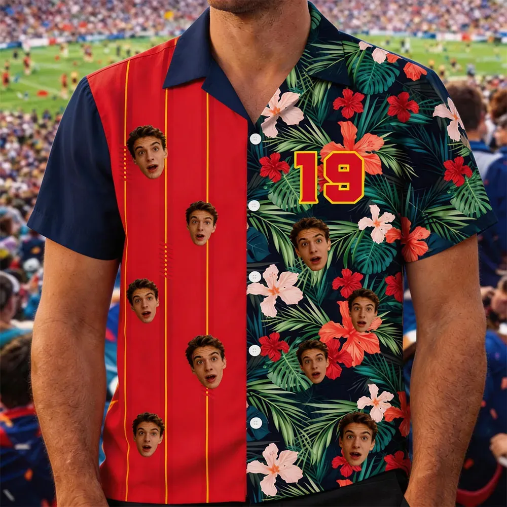 Individuell Gestaltetes Retro-fußballtrikot, Aloha-hawaiihemd, Spieltags-hawaiihemd, Geschenk Für Fußballfans, Vatertagsgeschenk